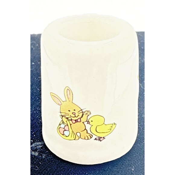 Vintage Lefton Easter Bunny & Chicks Thimble Style Candle Holders Set of 4 - Picture 9 of 16
